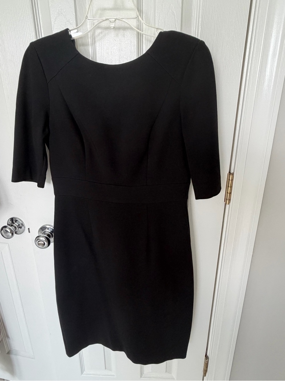 Trina Turk Black Midi Sheath Dress with Elbow Sleeves